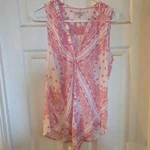 #104 Lucky Brand Pink Paisley Sleeveless Blouse